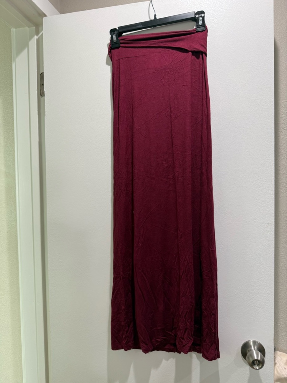 Tulle Burgundy Fold-Over Waist Maxi Skirt